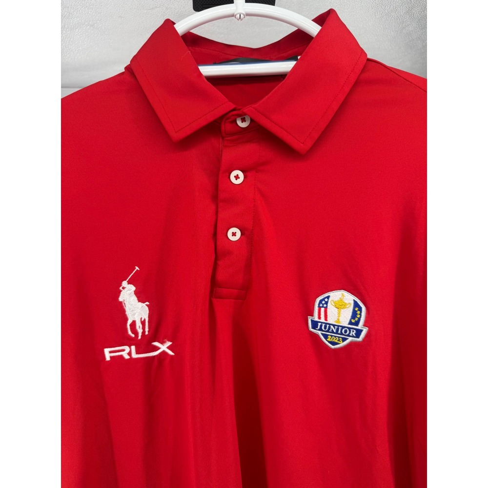 RLX Ralph Lauren Mens Red Short Sleeve Golf Polo Shirt Medium Junior 2023
